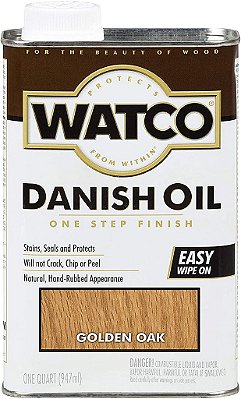 Óleo Dinamarquês Rust-Oleum Watco 65141 para Acabamento de Madeira, Quart, Carvalho Dourado