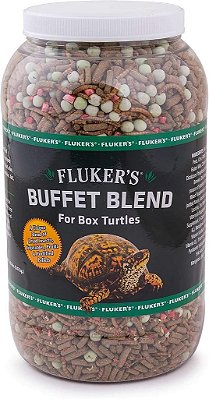 Dieta para Tartarugas Caixa Buffet Fluker's - Insetos, Vegetais e Frutas com Pelotas Fortificadas, 3.25 lbs.