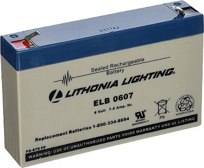 Bateria de reposição recarregável para emergência Lithonia Lighting ELB 0607, 250 watts, 6 Volts, 7 Amp, Branca