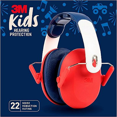 Proteção auditiva para crianças 3M, proteção auditiva para crianças com faixa de cabeça ajustável, classificação de redução de ruído de 22dB, estudo, silêncio, concertos, eventos, fogos de artif