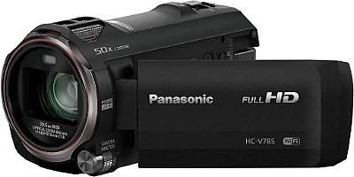Câmera de Vídeo Full HD Panasonic, Filmadora, Zoom Óptico de 20X, Sensor BSI de 1/2.3 Polegadas, Captura HDR, Wi-Fi Smartphone HC-V785 (Preto)