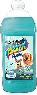 Aditivo para água Dental Fresh para cães, fórmula original, 64oz - Refrescante de hálito canino e limpeza dental para cuidados dentários de cães - Adicione à água