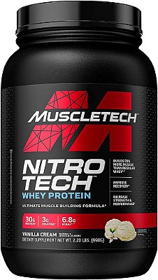 Pó de Proteína Whey | Whey Isolado e Peptídeos MuscleTech Nitro-Tech | Proteína + Creatina para Ganho Muscular | Construtor Muscular para Homens e Mulheres | Nutrição Esportiva | Baun