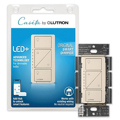Interruptor de Dimmer Inteligente Lutron Caseta para Luzes de Parede e Teto | PD-6WCL-LA | Amêndoa clara