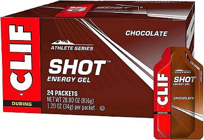 CLIF SHOT - Gel de Energia - Sabor Chocolate - Não-OGM - Sem Cafeína - Carboidratos Rápidos para Energia - Alto Desempenho e Resistência - Combustível Rápido para Ciclismo e Corrida