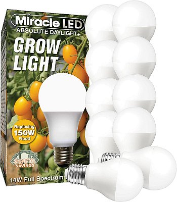 Lâmpada de cultivo de espectro completo Miracle LED Absolute Daylight Plus - Substitui 150W - Lâmpada de crescimento de plantas para horticultura caseira e jardinagem interna de plantas verdes, flores e sementes (