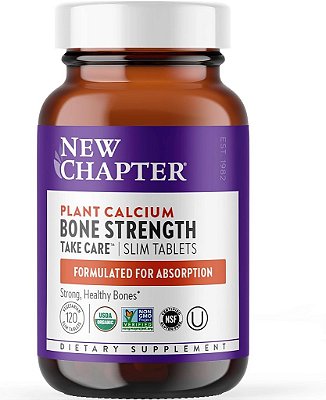 Suplemento de cálcio para a força óssea da New Chapter com vitamina D3, K2, magnésio - 120 comprimidos