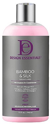 Design Essentials Condicionador sem enxágue com Bamboo & Silk HCO para Proteção Térmica e Força, 32 Fl Oz., Rosa.