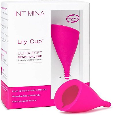 Intimina Lily Cup - Copo Menstrual Ultra Macio, Proteção Menstrual Reutilizável, Copo Menstrual Fino por até 8 Horas, Cuidado Menstrual de Silicone de Grau Médico para Mulheres (B)