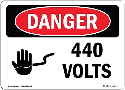 Placa de Perigo OSHA - 440 Volts | Adesivo | Proteja seu Negócio, Canteiro de Obras, Armazém e Loja | Feito nos EUA