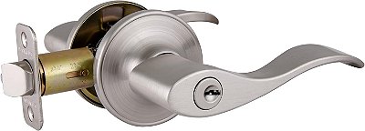 Maçaneta de porta de entrada com chave Springdale Design House 700500, níquel acetinado
