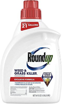 Herbicida Concentrado Roundup Weed & Grass Killer₄, Use em e ao Redor de Canteiros de Flores, Caminhos e outras áreas do seu quintal, 64 fl. oz.