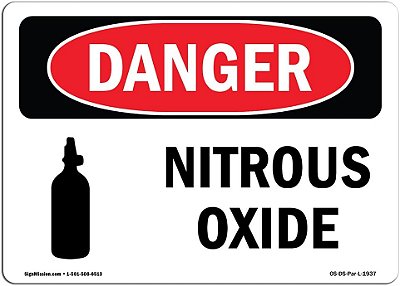 Placa de Perigo OSHA - Óxido Nitroso | Placa de Alumínio | Proteja seu Negócio, Local de Construção, Armazém e Área Comercial | Feito nos EUA