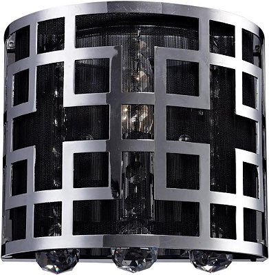 Luminária de vaidade de cristal Z-Lite 839CH-1S Mirach com uma luz, estrutura de metal, acabamento cromado e abajur de corda de cristal Plus de material de corda de cristal Plus.