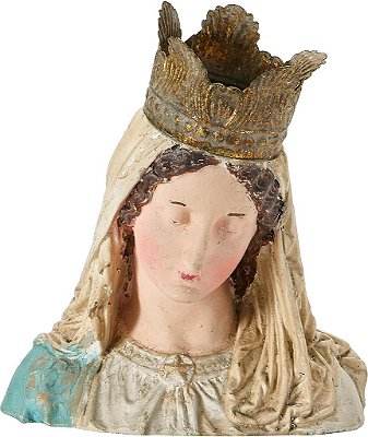 Estátua Vintage da Virgem Maria de Magnésia Pintada à Mão, com Coroa Removível, Decorada em Cores Diversas da Creative Co-Op