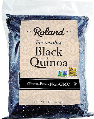 Roland Foods Quinoa Preta do Peru, Pré-lavada, Saco de 5 Libras