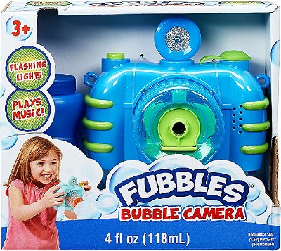 Câmera de bolhas Fubbles com som realista de obturador, luzes e música divertidas. Inclui solução de bolha premium, azul (47301E)