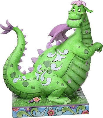 Enesco Disney Tradições por Jim Shore O Dragão de Pete 40º Aniversário Elliot Figura de Resina de Pedra, 9, Verde