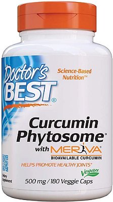 Curcumina com Fitosomo Meriva da Doctor's Best, Não-OGM, Vegano, Sem Glúten, Sem Soja, Suporte para as Articulações, 500 mg 180 Cápsulas Vegetarianas (DRB-00230)