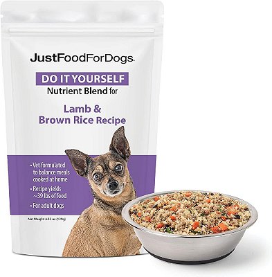JustFoodForDogs DIY Mistura de Nutrientes para Comida Caseira de Cachorro, Receita de Cordeiro e Arroz Integral, 129g