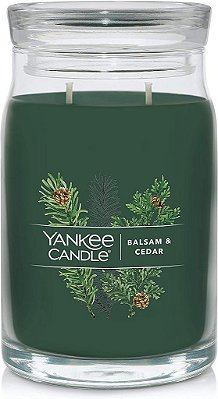 Vela grande com 2 pavios em frasco de 20 onças com perfume de bálsamo e cedro da Yankee Candle, mais de 60 horas de queima, vela de Natal | de feriado
