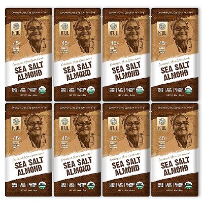 Barras de Chocolate K'UL | 8 Embalagens de Chocolate com Leite de Amêndoas e Sal Marinho 45% de Cacau | Orgânico, Livre de Glúten, Livre de Soja, Não-OGM, da Am