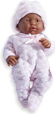 JC Toys Mini La Newborn Africano Americano | Boneca Bebê Realisticamente Correta Anatomicamente | 9,5 Todo em Vinil | Inclui Roupa Rosa, Chapéu e Chupeta | Projetado por Berenguer | Para