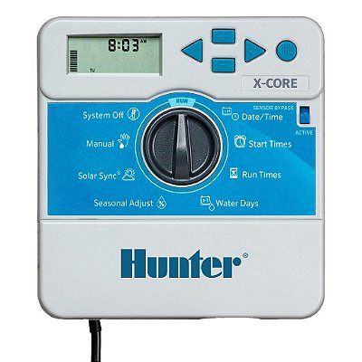Controlador de Irrigação Interna Hunter Sprinkler XC400I X-Core 4 Estações, Pequeno, Cinza