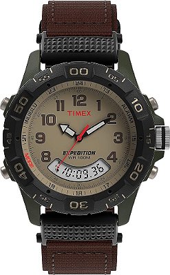 Relógio de Combinação de Resina Timex Men's T45181 Expedition Marrom/Verde alça de Nylon