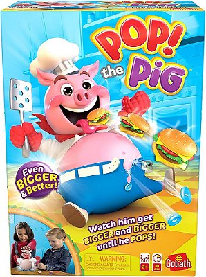 Goliath Pop The Pig - Maior e Melhor - Diversão Explosiva para o Estômago enquanto Você o Alimenta com Hambúrgueres e Observa seu Estômago Crescer, Cores Variadas.