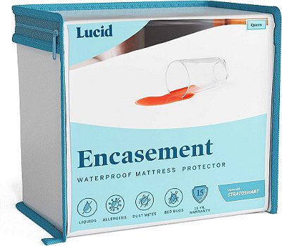 Protetor de colchão LUCID Encasement - Proteção total à prova d'água - Essenciais para o quarto de dormir - Tamanho solteiro XL