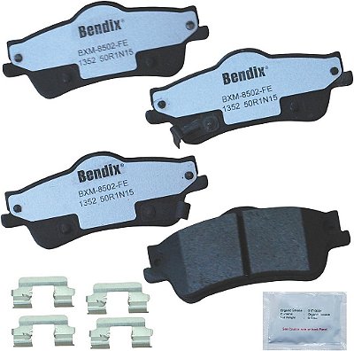 Pastilhas de freio traseiras metálicas Bendix Fleet Metlok de serviço pesado para Chevrolet Caprice 2017-2011, SS 2014, Pontiac G8 2009-2008 (PBD1352)