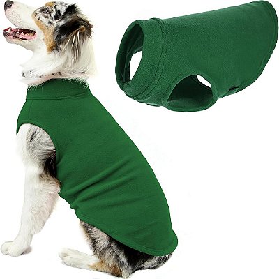Colete de lã elástica para cachorro Gooby - Verde floresta, 3X-Grande - Casaco de lã polar quente para cachorro - Roupas de inverno para cães pequenos - Suéteres para cachorros