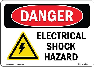 Placa de Perigo OSHA - Risco de Choque Elétrico | Placa de Alumínio | Proteja Sua Empresa, Local de Construção, Armazém e Área Comercial | Fabricado nos EUA