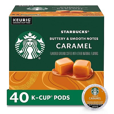 Starbucks K-Cup Coffee Pods - Café com Sabor de Caramelo - 100% Arábica - 1 caixa (40 cápsulas)