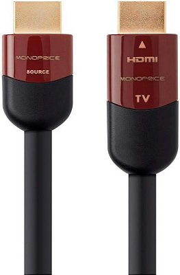 Cabo HDMI High Speed Ativo Monoprice - 4K@60Hz, HDR, 18Gbps, YUV, 4:4:4, CL2, 26AWG, 45 pés, Preto - Série Ultra Cabernet