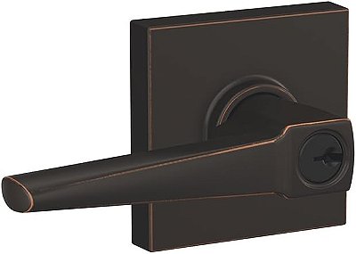 Maçaneta com fechadura de entrada com chave, Aged Bronze - SCHLAGE F51A ELR 716 COL