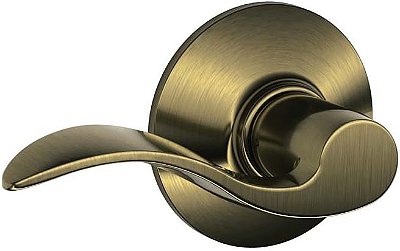 Empresa de Fechaduras SCHLAGE Acc 609 - Maçaneta de Porta Reversível F10 Flat Wave, Sólida, em latão antigo - F10 ACC 609