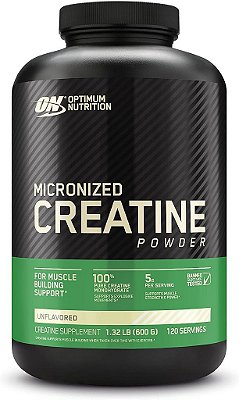 Optimum Nutrition Micronized Creatine Monohydrate Powder, sem sabor, amigável ao Keto, 120 porções (Embalagem pode variar)