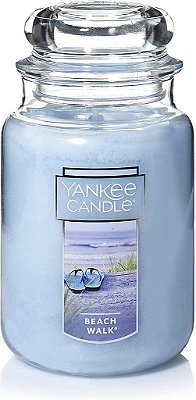 Vela grande de pavio único com aroma de caminhada na praia da Yankee Candle, clássica de 22oz, mais de 110 horas de queima.
