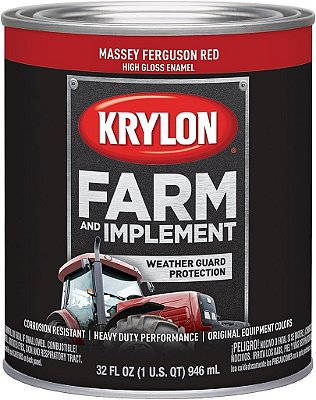 Krylon 2026 Pincel para Fazenda e Implementos, Alto Brilho, Vermelho Massey Ferguson, Tintas Arquitetônicas, 1 Galão (Embalagem de 1)