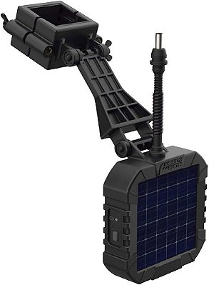 CAÇADOR AMERICANO Painel Solar Universal Versátil Durável de 6V com Bateria e Suportes Inclusos para Alimentadores de Caça, Preto
