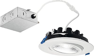 Luminária Embutida LED Kichler Direct-to-Ceiling 6 polegadas Gimbal redonda 27K em Branco