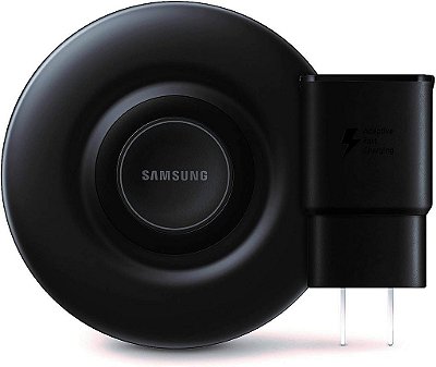 Carregador Sem Fio Samsung Qi Certified Fast Charge Pad (Edição 2019) com Ventilador de Refrigeração para Telefones Galaxy, Relógios e Dispositivos Apple Iphone - Versão US, Preto