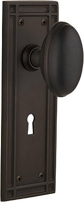 Placa Missão Nostálgica com Furo para Chave e Maçaneta Homestead, Passagem - 2.75, Bronze Envelhecido