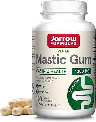 Fórmulas Jarrow Goma de Mástique 1000 mg, Suplemento Dietético para Apoio à Saúde Gastrointestinal, 120 Cápsulas Vegetarianas, Suprimento de 60 Dias