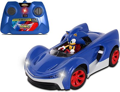 NKOK Equipe Sonic Racing 2.4GHz Controle Remoto de Carro de Brinquedo com Turbo Boost - Sonic O Ouriço 601, Possui Luzes Funcionais, Alinhamento Ajustável das Rodas Dianteiras, Super Divertido e