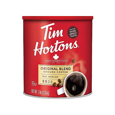 Tim Hortons Original Blend, Café Torrado Médio Moído, Café Favorito do Canadá, Feito com 100% Grãos de Arábica, Embalagem de 48 Onças
