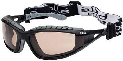 Óculos de segurança Bolle Safety 253-TR-40088 Tracker com armação completa de policarbonato preto/cinza e lente de crepúsculo