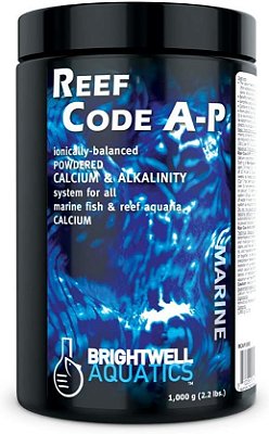Código de Recife A-P da Brightwell Aquatics, cálcio em pó equilibrado iônicamente e alcalinidade para todos os aquários marinhos de peixes e recifes, 1000g (2.2lbs)